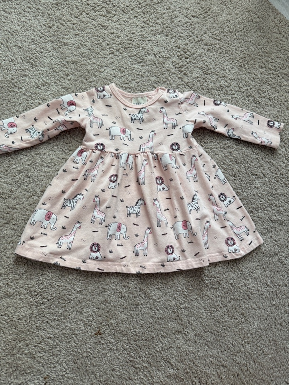 Girls Long-Sleeve Pink Animal Print Knit Dress